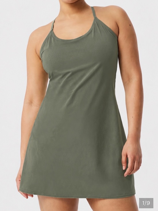Outdoor Voices Dresses & Skirts - Outdoor Voices Exercise Dress Sz XXL Built-In Shorts and Bra NWOT Olive Green